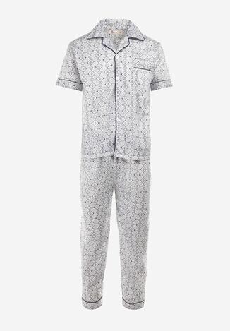 Pijama Albă cu bleumarin