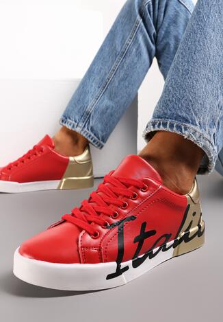 Sneakers Roșu cu auriu