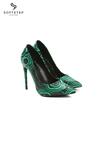Pantofi stiletto Negru cu verde