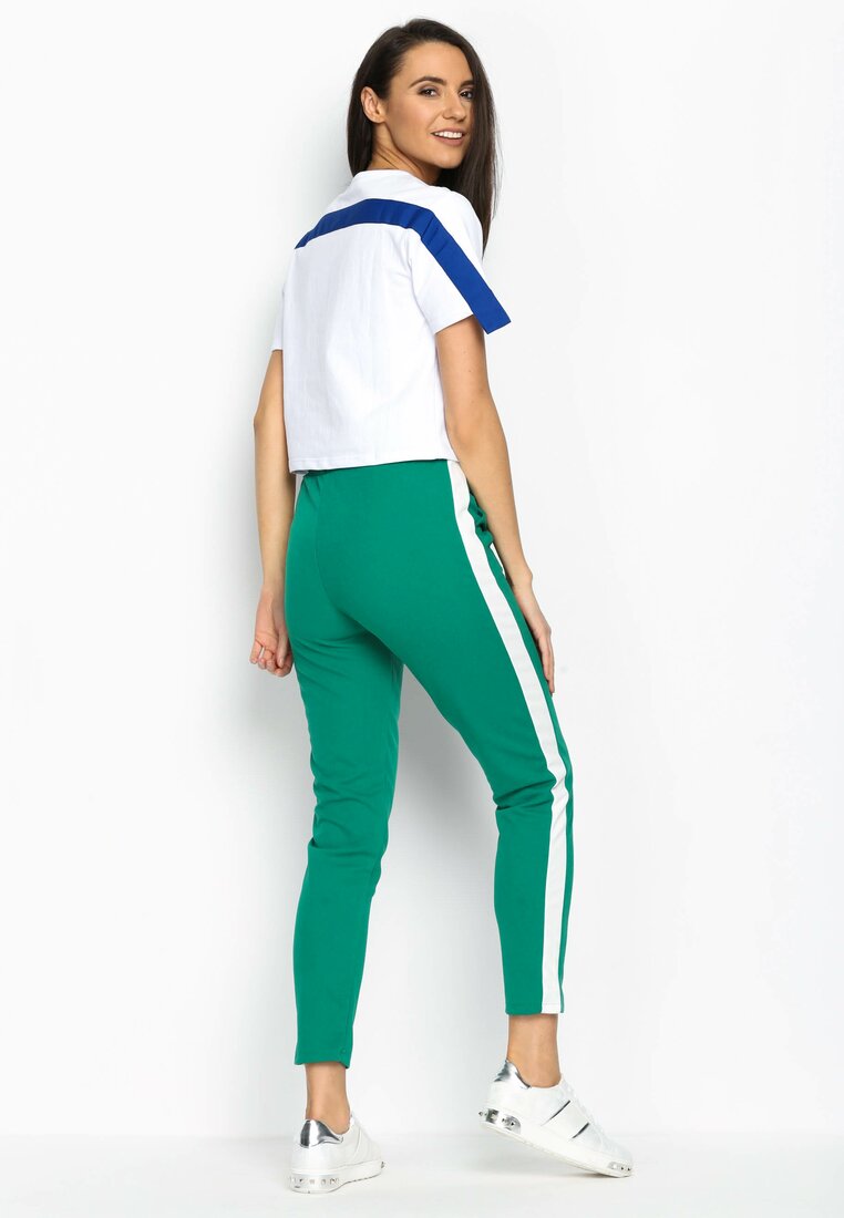 Pantaloni Verde cu alb