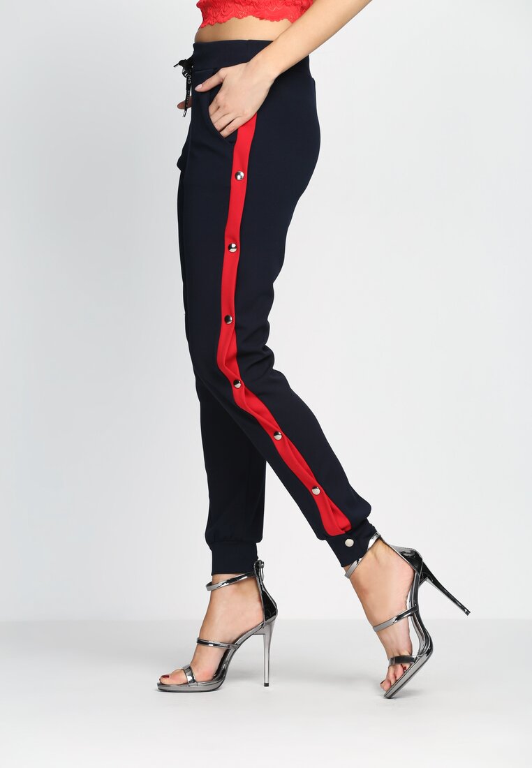 Pantaloni Bleumarin cu roșu