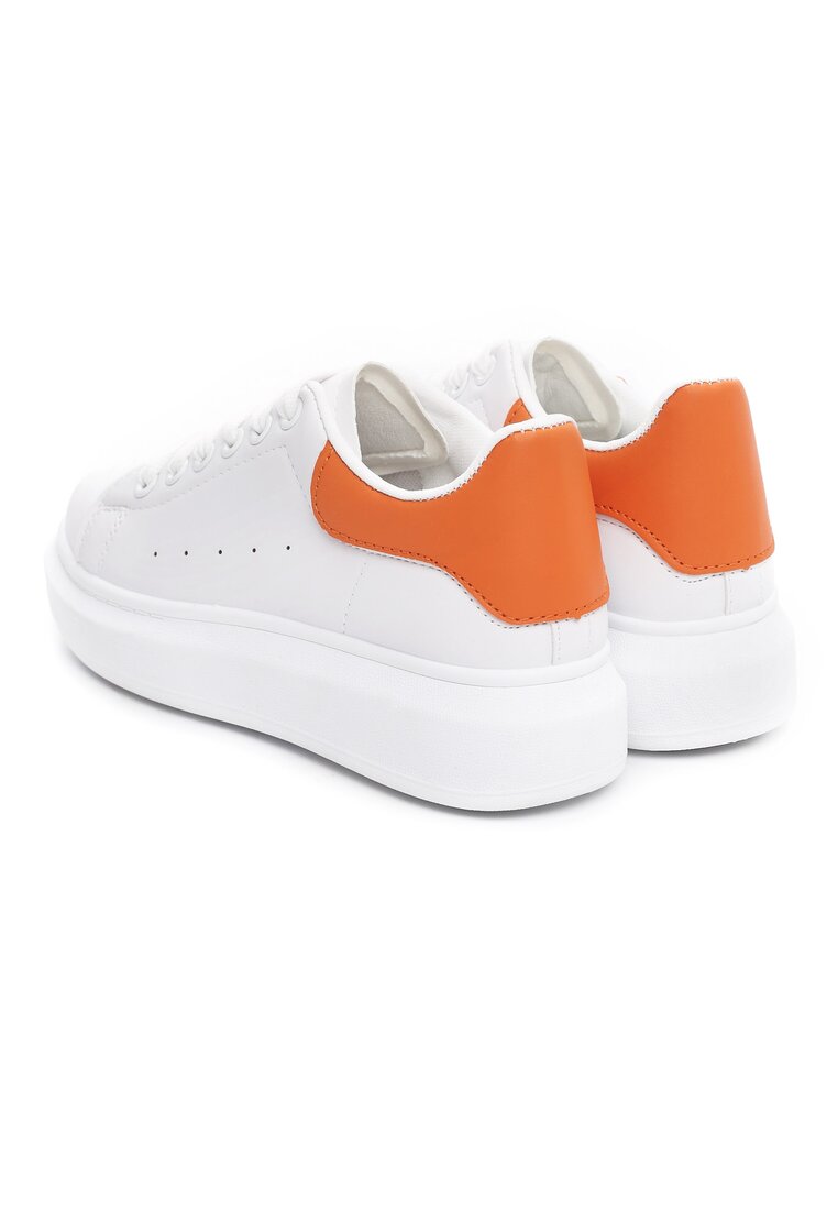 Pantofi cu talpa groasă Alb cu portocaliu