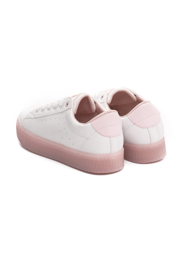 Pantofi cu talpa groasă Alb cu roz