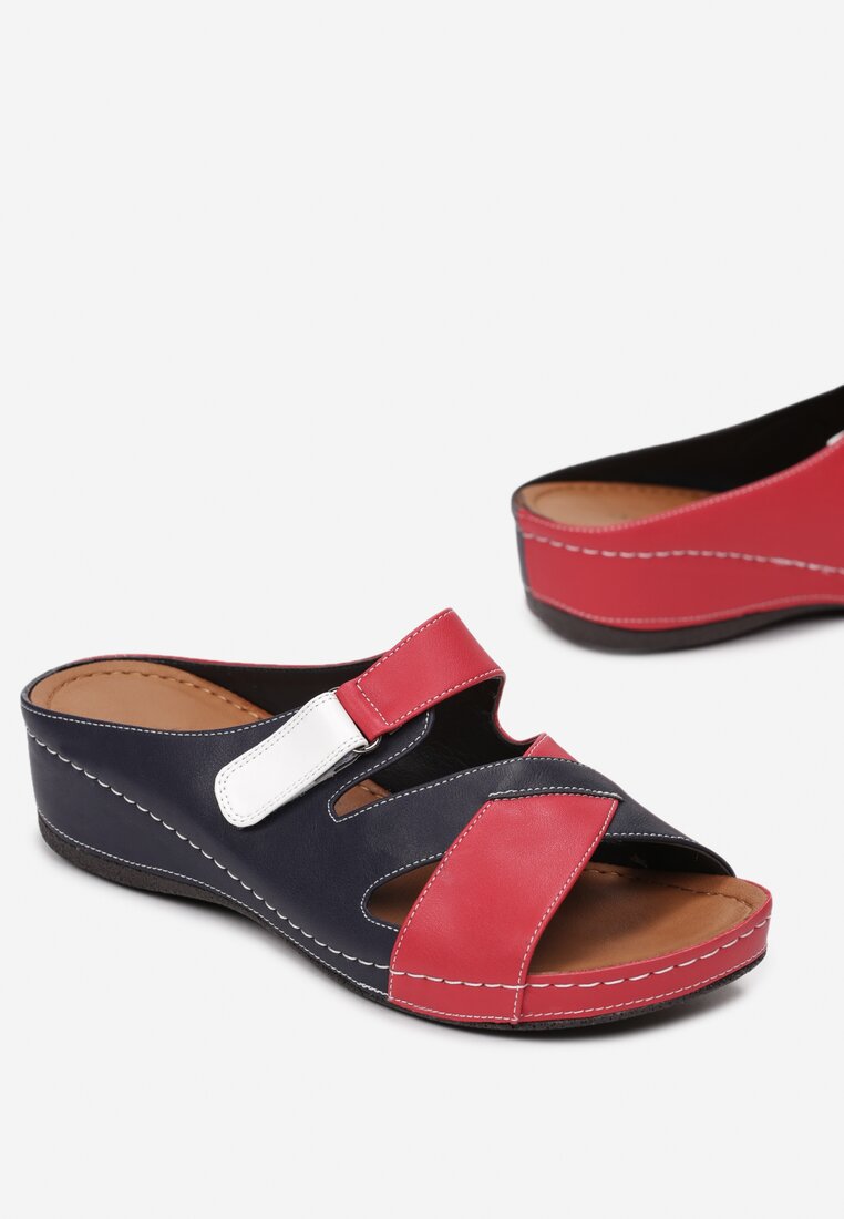 Papuci Bleumarin cu roșu