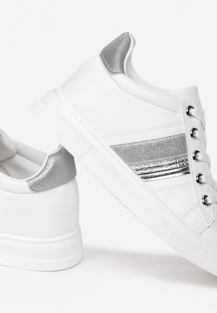 Sneakers Alb cu argintiu