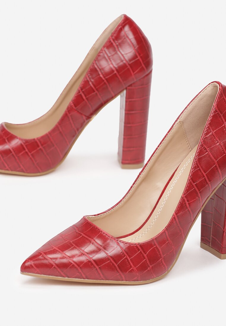Pantofi cu toc Bordo cu roșu