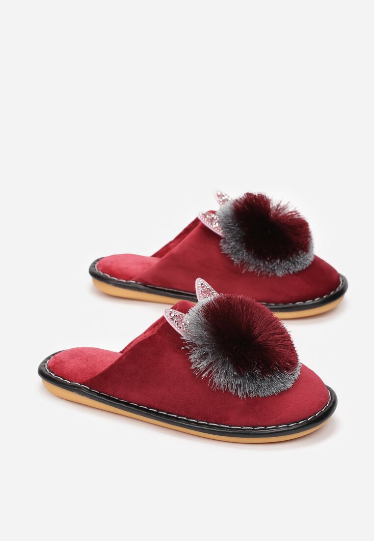 Papuci de casă Bordo cu roșu