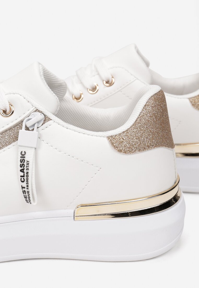 Sneakers Alb cu auriu