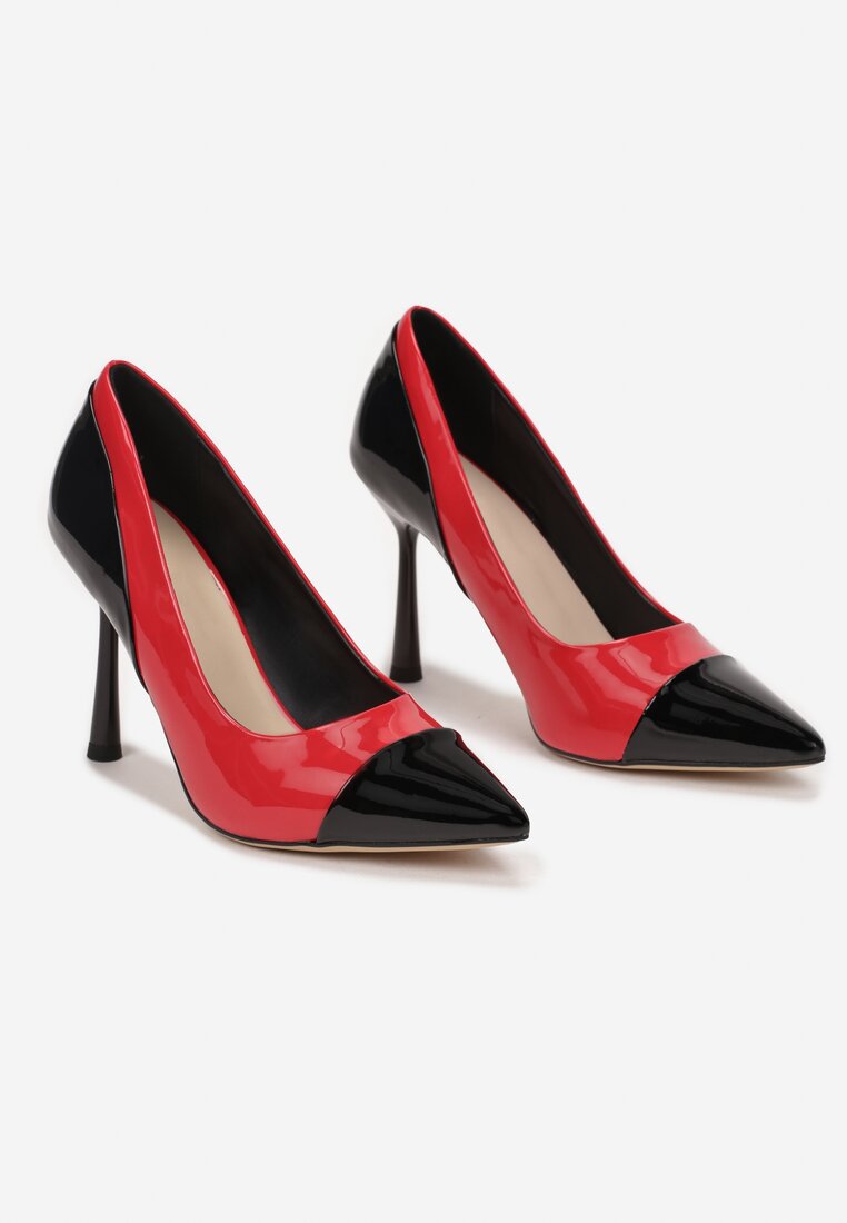 Pantofi stiletto Negru cu roșu