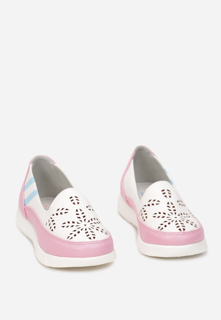 Pantofi casual Alb cu roz