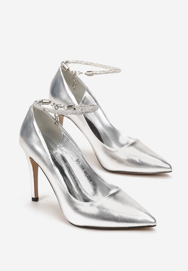 Pantofi stiletto Argintii