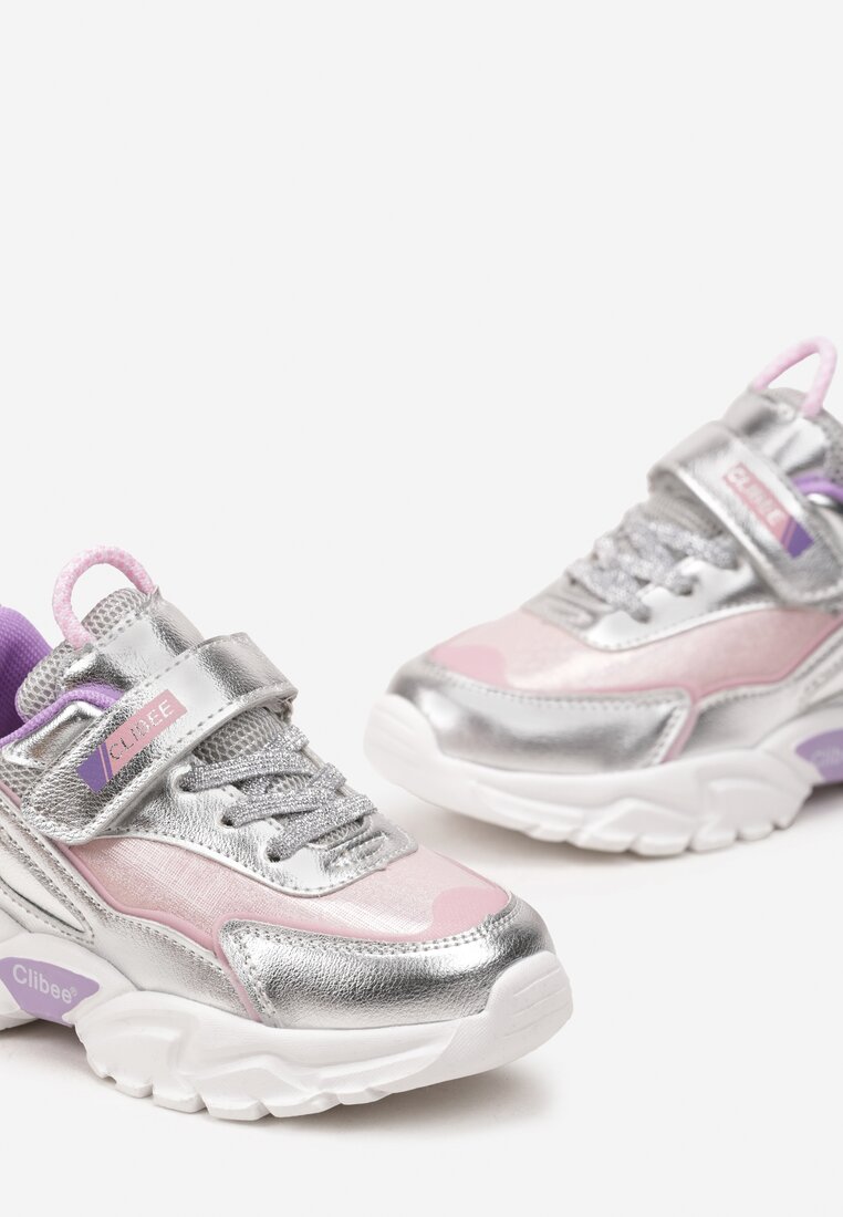 Pantofi sport Argintiu cu roz